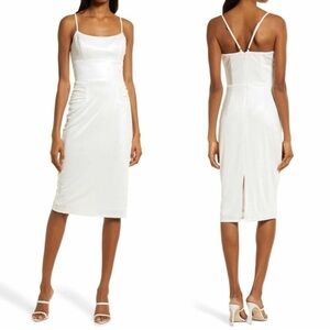 DRESS THE POPULATION Raquel Body-Con Dress Size large White NWOT